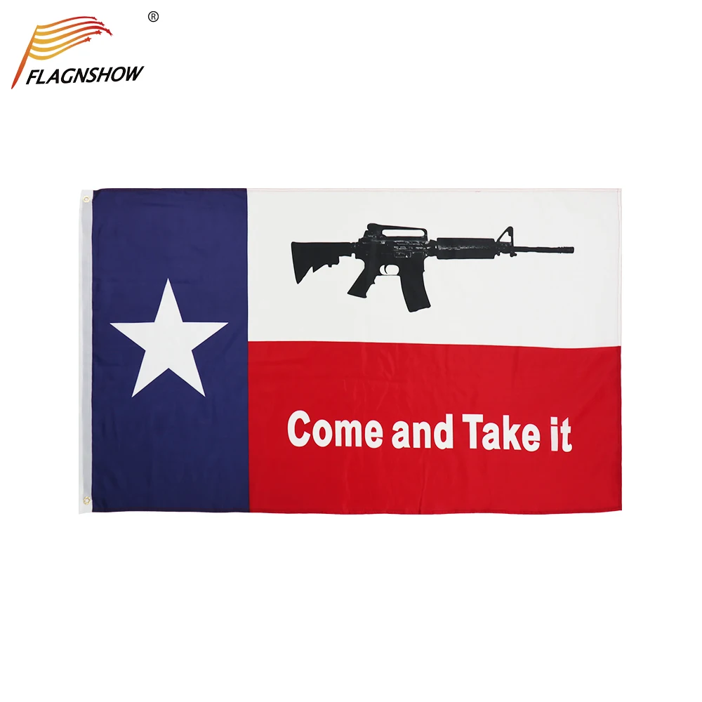 Flagnshow Texas Come and Take It Flag 3X5 FT Hanging M4 Carbine Rifle Flags Polyester with Brass Grommets