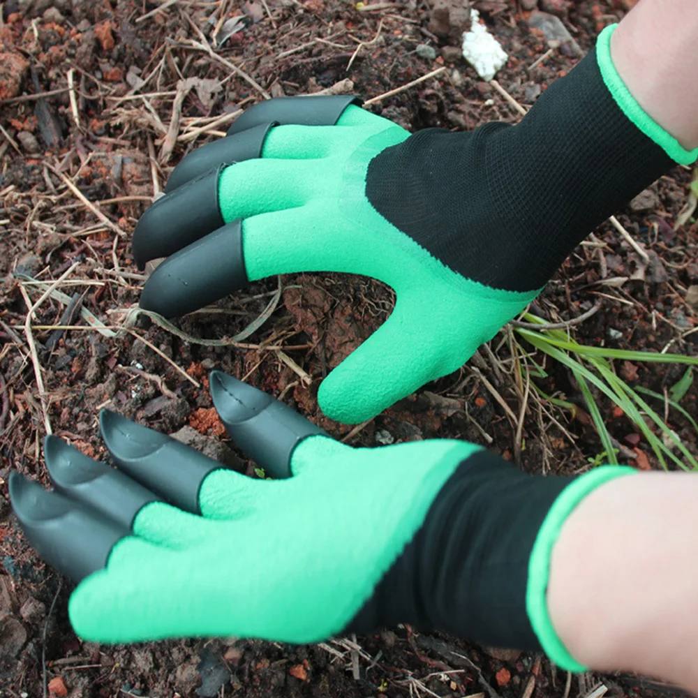 

Garden Gloves With Claws ABS Plastic Garden Rubber Gloves Gardening Digging Planting Durable Waterproof Work Glove Outdoor Tools