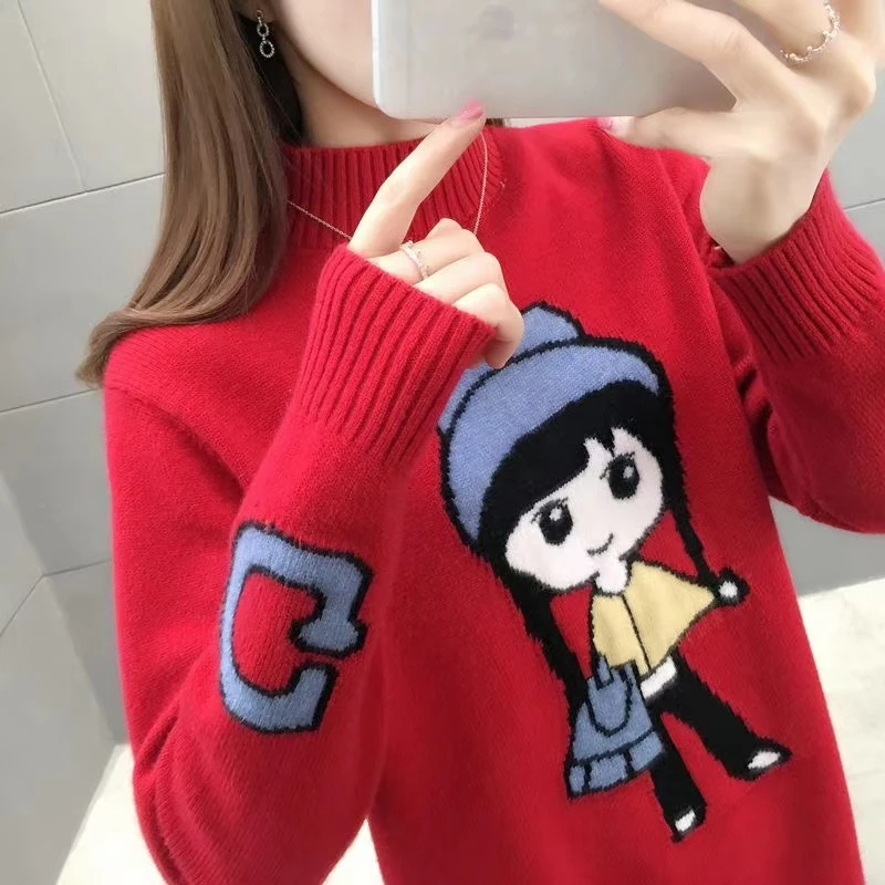 Cute Knit Sweater 2020 Womens Fall O-Neck Pullover Jumpers Female Long Sleeve Winter Tops