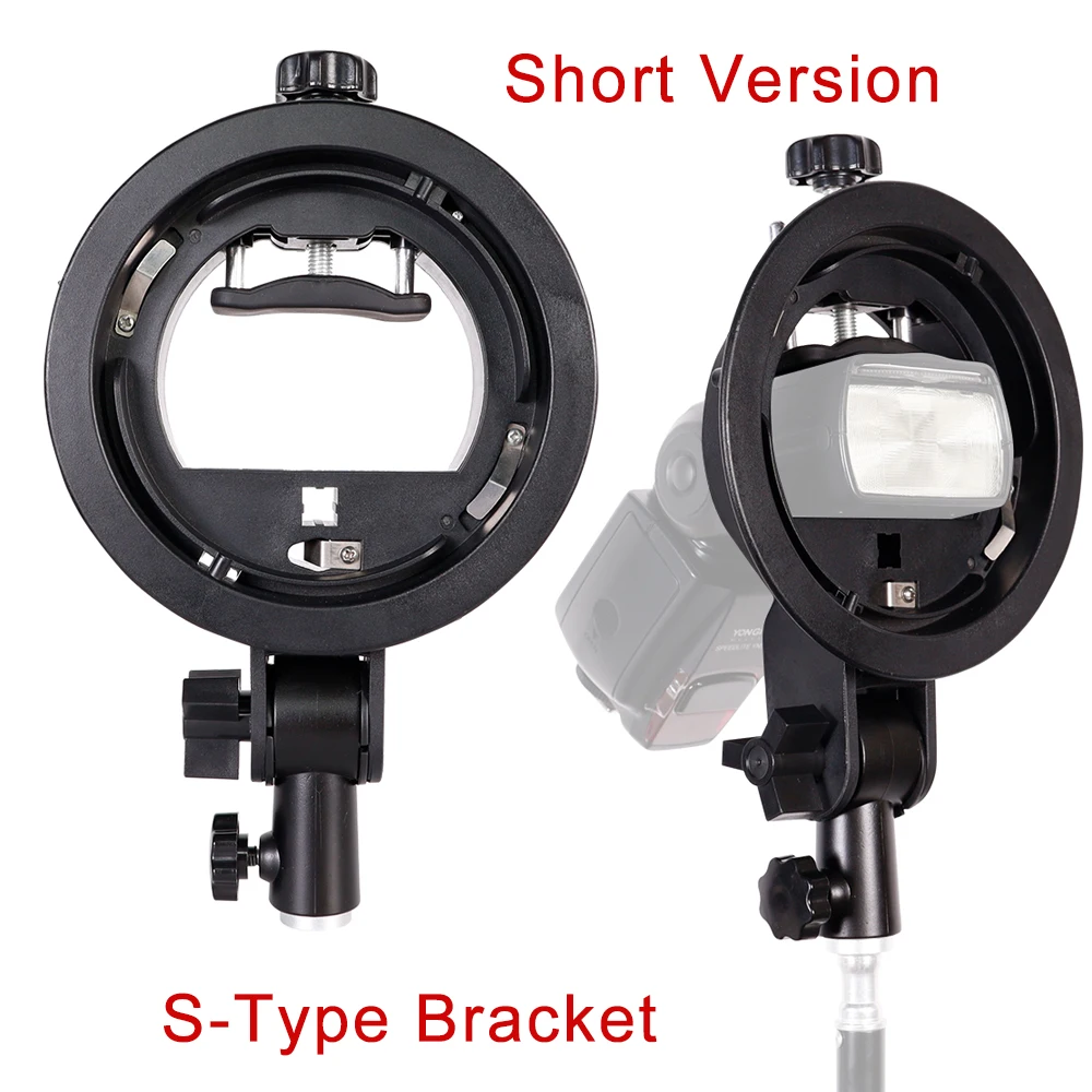 Short Version S-Type Bracket For Speedlite Flash Handheld Grip Holder For Bowens Mount Softbox Beauty dish Reflector Umbrella