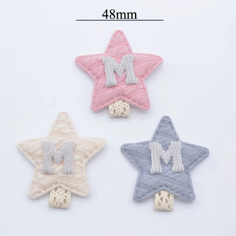 10Pcs 48mm Padded Star Cloth Applique for Clothes Hat Socks Gloves Shoes Sewing Patches DIY Headwear Hair Clip Decor Accessories