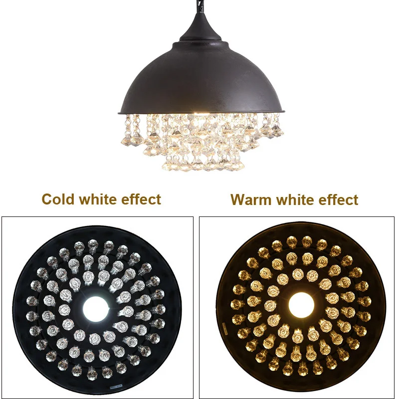 

Vintage Pendant Lamp Iron Crystal Chandelier Lighting Ceiling Fixture Restaurant Cafe Kitchen Industrial Lamp Design