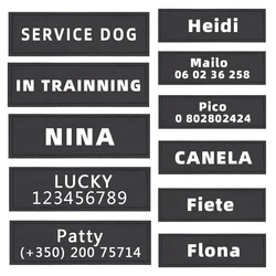 2PCS PU Personalized Dog Name Tag Dog Name Custom K9 Dog Harness Collar Label Sticker Custom Dog Tag Pet Dog Harness Name Velcro