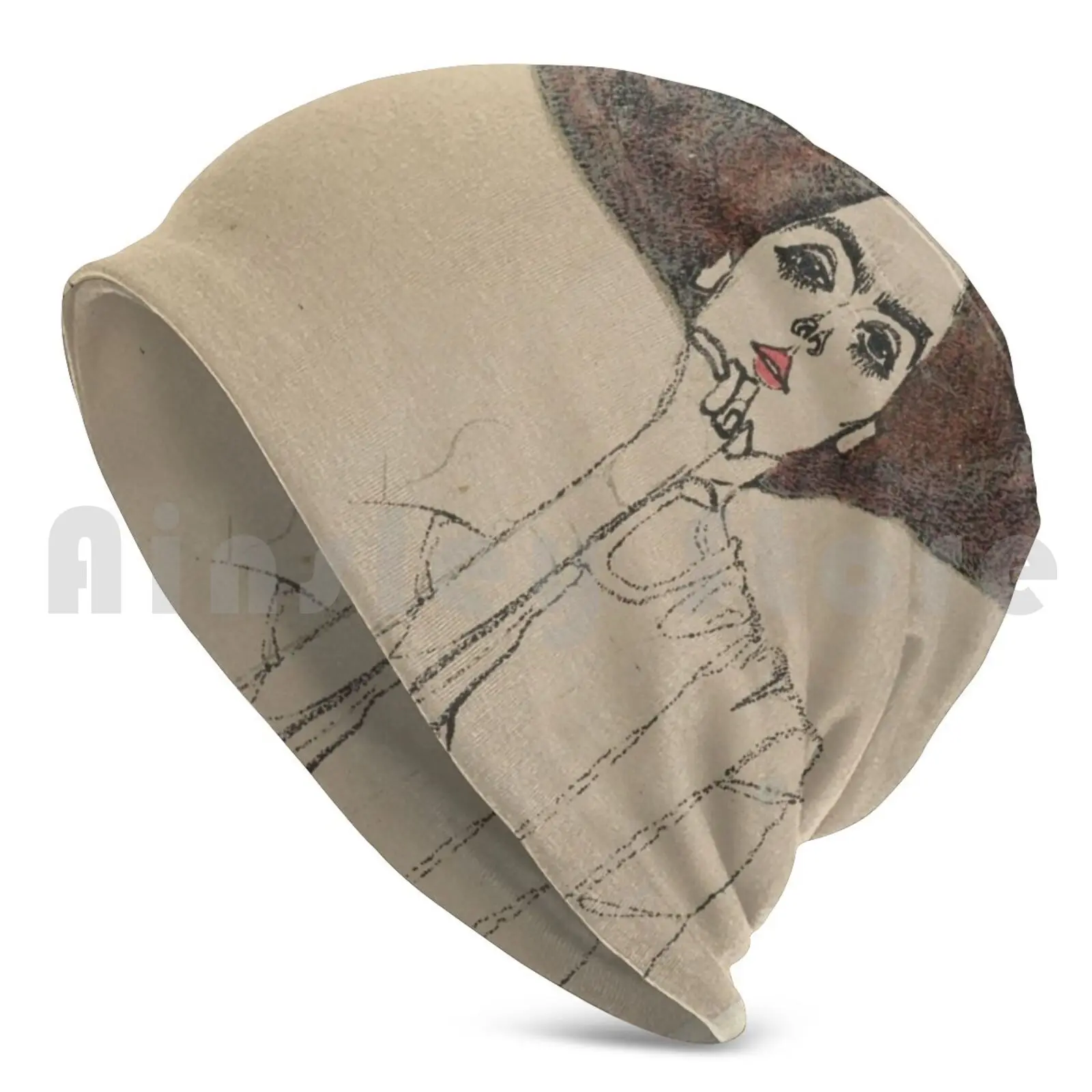 Egon Schiele Fine Art Portrait Of A Woman ( 1910 ) With Schiele's Name ( Vertical , Brown ) Beanie