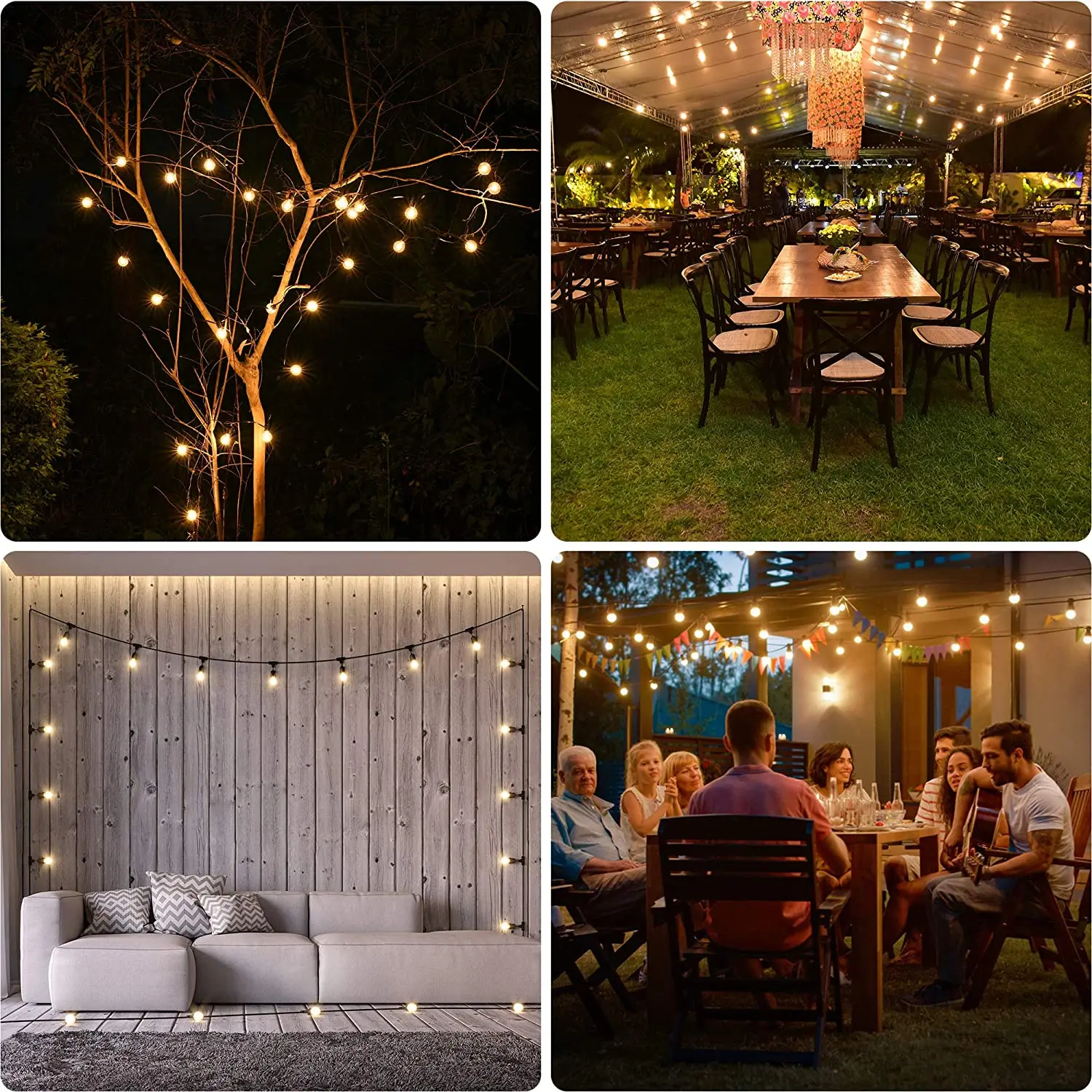 Solar String Lights,  G50/G40 Festoon Patio Light  for Party Holiday Garden Garland Christmas Decorations Home  Street Wedding