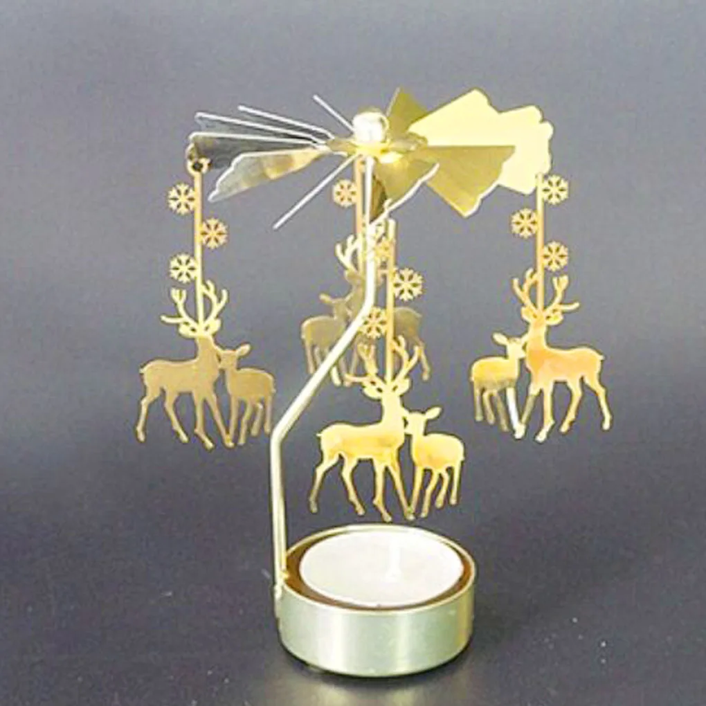 Candlesticks Rotating Romantic Rotation Spinning Carrousel Tea Light Candle Holder Christmas Home Party Wedding Angel