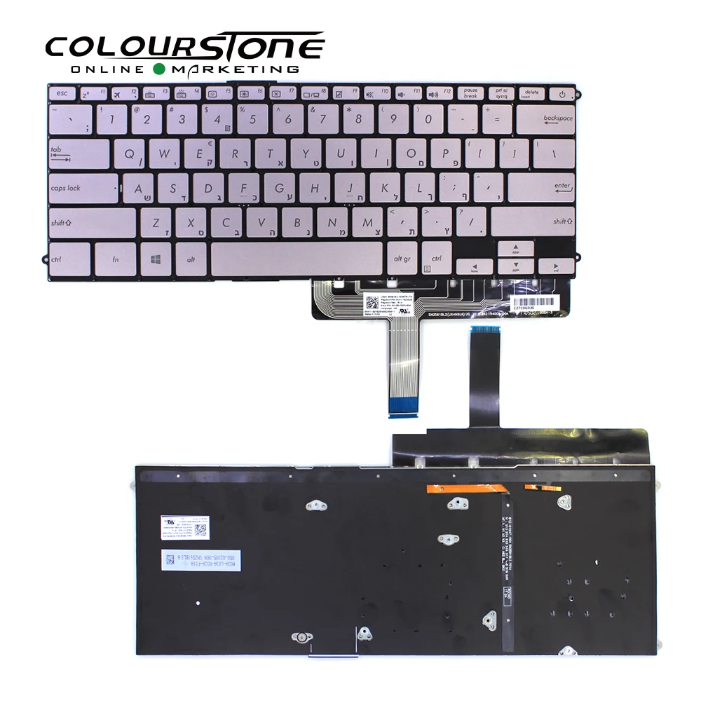 

HB Laptop Keyboard With Backlit For ASUS ZENBOOK UX490 UX490UA UX490 Hebrew Notebook Backlight Silver Keyboard