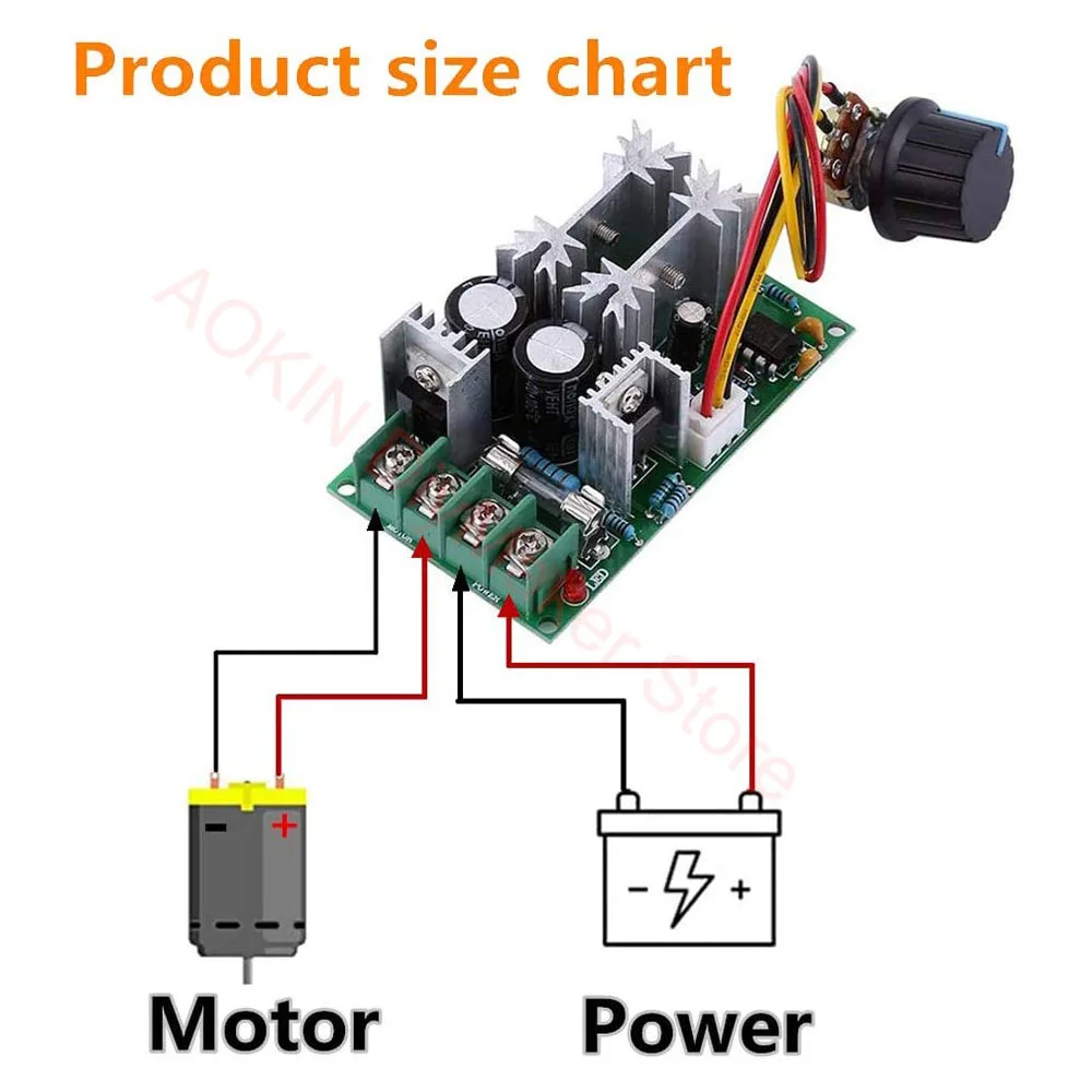 DC10-60V 12V 24V Motor Speed Control Regulator Pwm Motor Speed Controller Switch 20A Stroom Regulator High Power Drive module