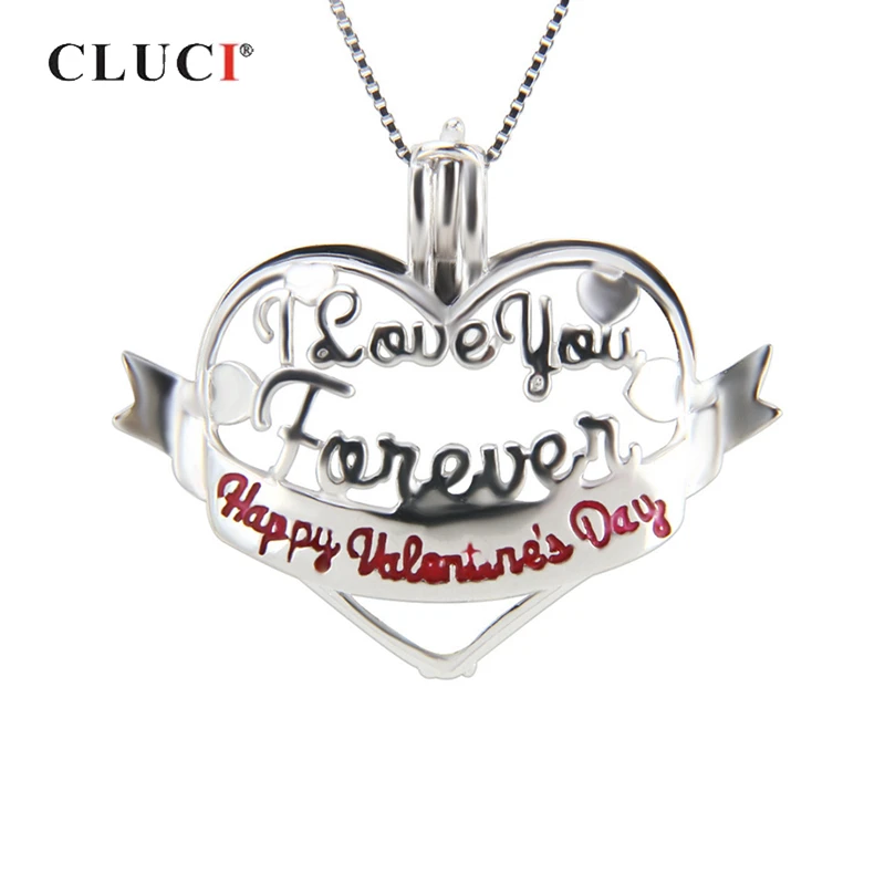 CLUCI 925 เงินรูปหัวใจวาเลนไทน์ของขวัญจี้เครื่องประดับสำหรับแฟนเงิน 925 Valentine Charms จี้ SC191SB