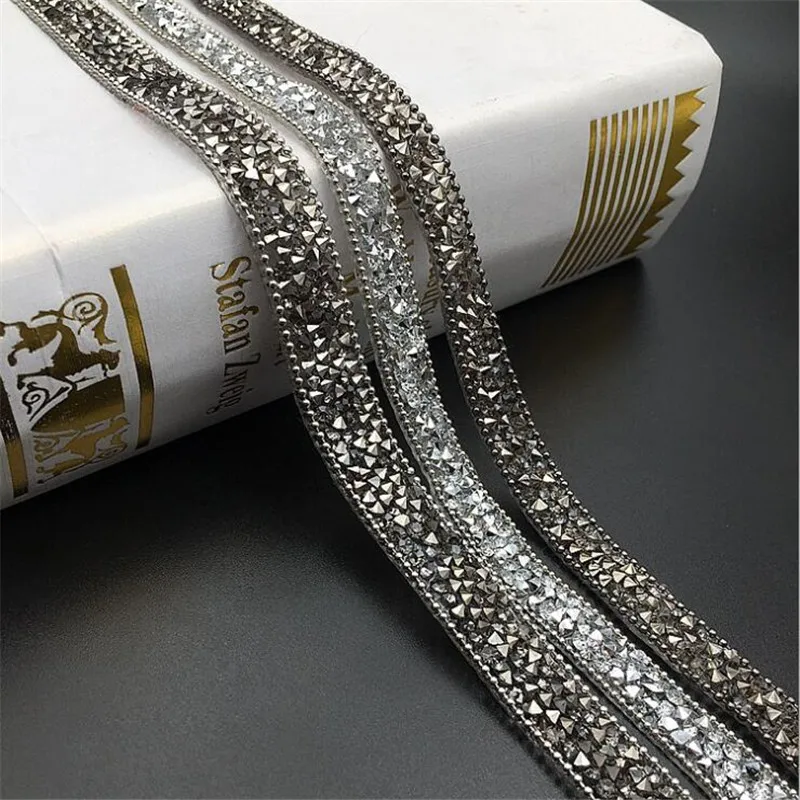 1 Yard Sewing Trim Crystal Motif Strass Hot Fix Rhinestone Tape Applicator Ribbon With Rhinestones Iron On Appliques For