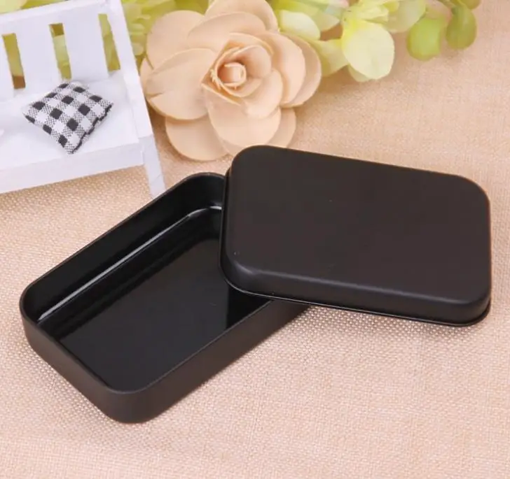 500pcs Mini Tin Box Small Empty Black Metal Storage Box Case Organizer For Money Coin Candy Keys Playing Card Gift Box SN216