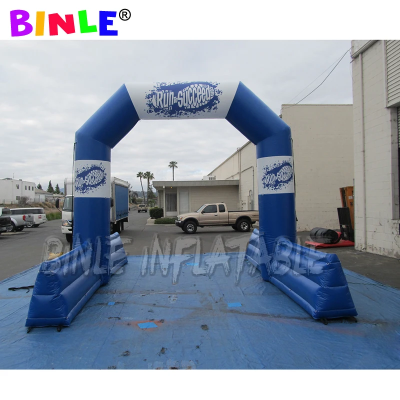 

China Supplier Inflatable Finish line with blue chutes Gantry City running Challenge Start Line arch For event promotion