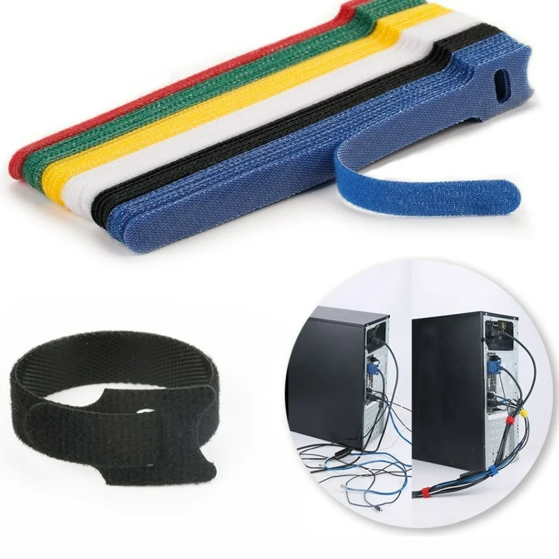 

100pcs Thread Management Belt Fixing Belt Double-sided Self-adhesive Cable Ties Nylon Buckle Strap Hook and loop Fastener