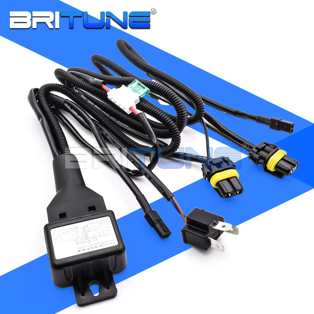 Britune H4 H4-3 9003 Relay Harness For Bi-xenon Projector Lens High Low Controller Cable Wire 12V 35W/55W Car Lights Accessories