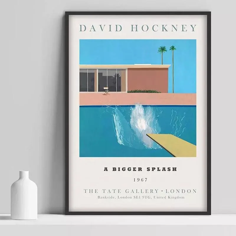 David Hockney Art Exhibition Poster, A Bigger Splash Art Print, Modern Minimalist, David Hockney Print, Hockney Wall Art