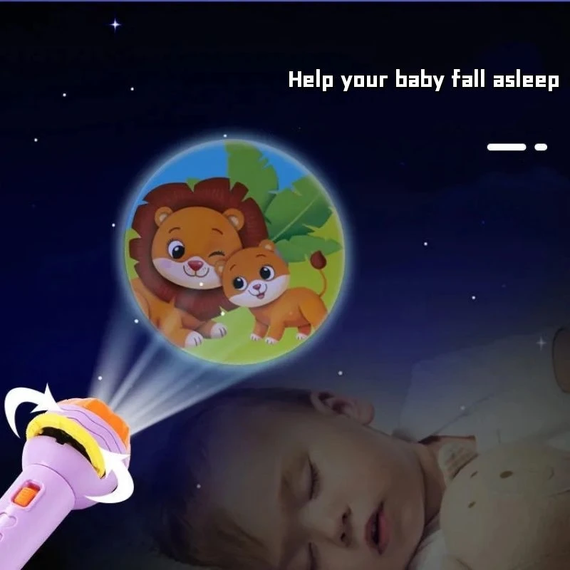 Children Creative Projection Flashlight Luminous Projection Lamp Bedtime Story Puzzle Early Education Toys