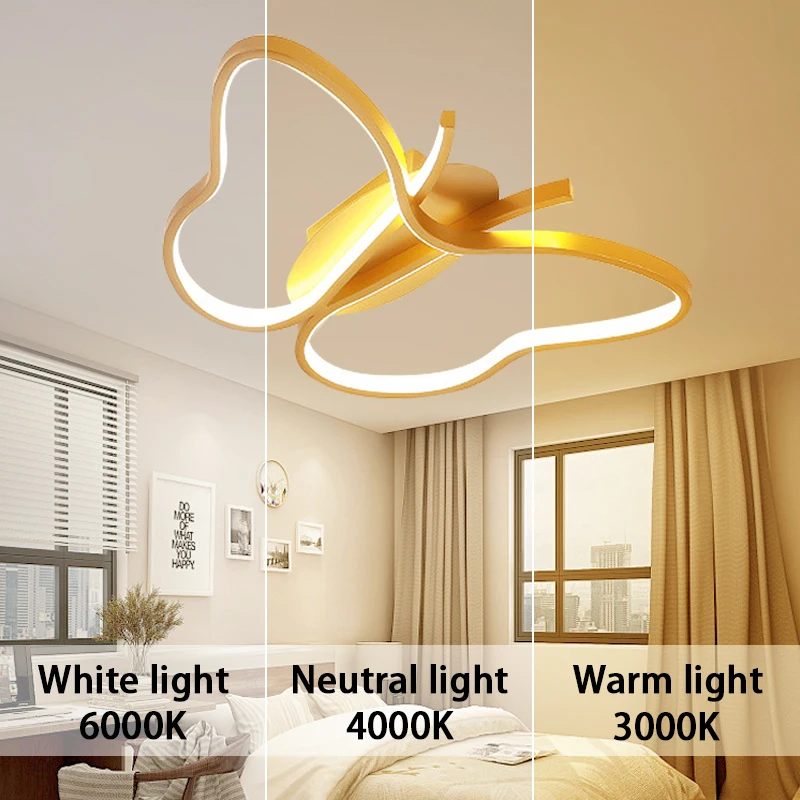 Modern LED Ceiling Lamp Nordic Creative Butterfly Ceiling Lamp with Remote Control for Bedroom Dining Room Home Decor