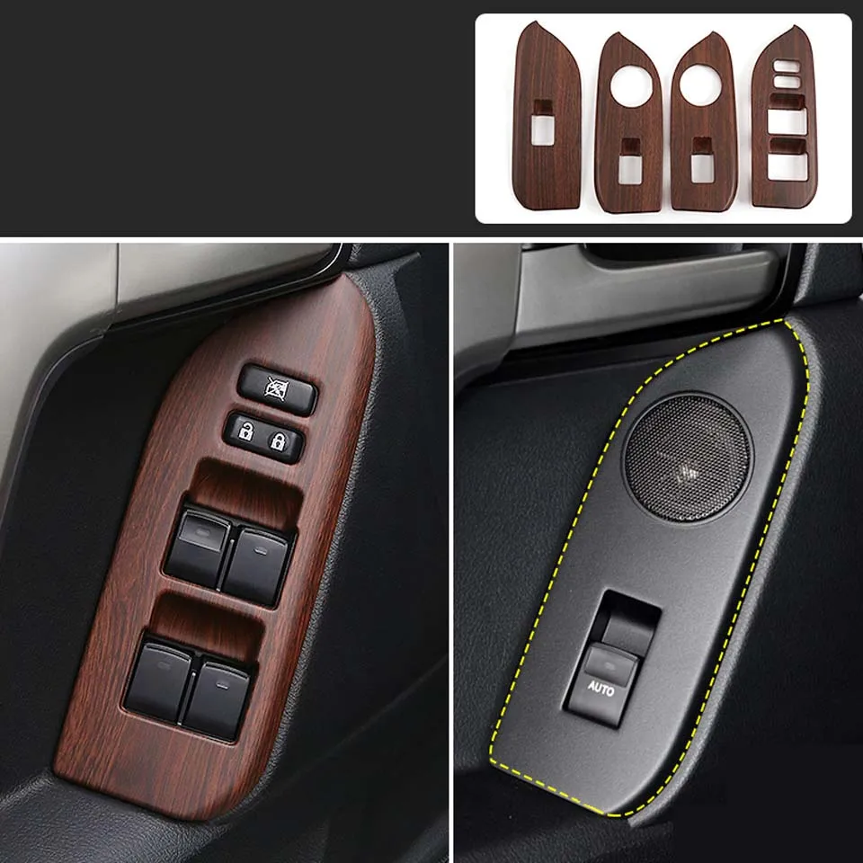 

Peach Wood Grain Window Glass Switch Cover Trim for Toyota Land Cruiser Prado 150 2010 2011 2012 2013 2014 2015 2016 2017 2018