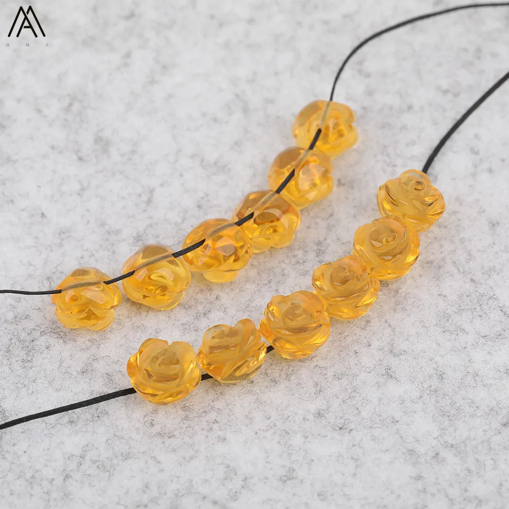 15 teile/los 10mm Natürliche Achate Lapis Fluorit Stein Quarz Kristall Geschnitzte Rose Blume Form Ohrring Perlen Für Schmuck DIY Machen – Detail 9