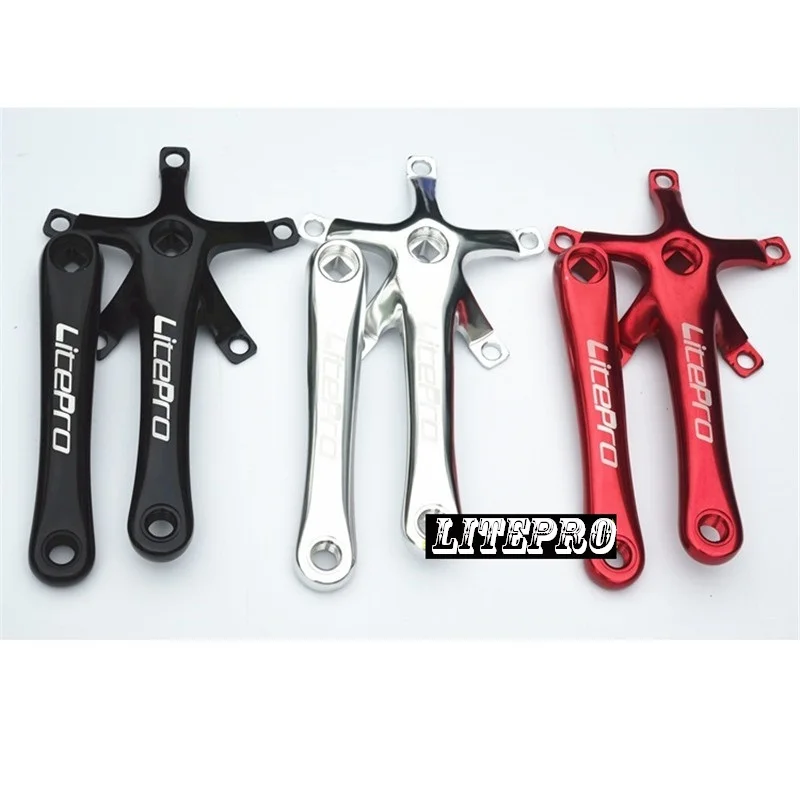 LITEPRO 412 Folding Bike Crank BCD 130mm Aluminum Alloy Square Hole Crank 170mm Folding Bicycle Crankset Part Black/Red/Silver