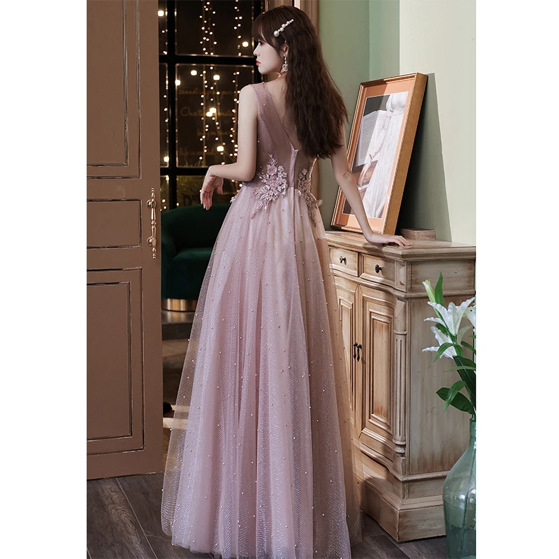 Robe de soiree 2024 Sexy V-Neck Beading Long Evening Dresses Elegant Lace Vestido de festa Wedding Banquet Party Prom dresses