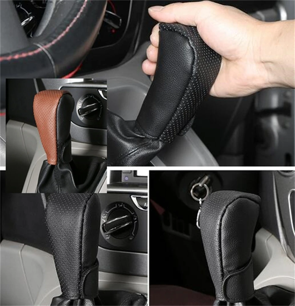 

Универсальный автомобильный чехол из натуральной кожи, сшитый вручную, ручка переключения передач, подходит для Honda Toyota Nissan Mitsubishi Ford Chevrolet Subaru