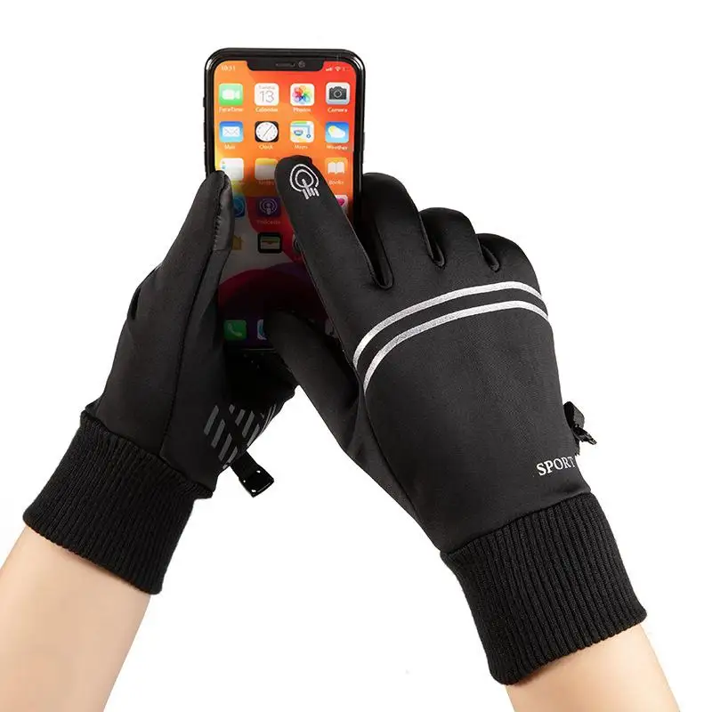 Guantes de ciclismo para hombre y mujer, manoplas calientes impermeables, resistentes al viento, para exteriores, gruesas y cálidas, con pantalla táctil, Unisex