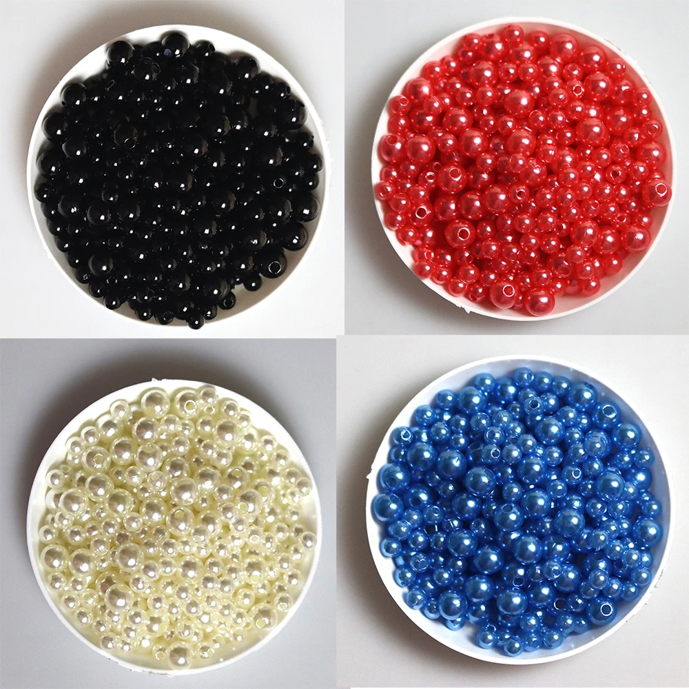 10G 4MM/6MM Mixed Multicolor ABS Imitation Pearl Round Beads With Holes DIY Bracelet Earring Small Beads Necklace Jewelry Makein