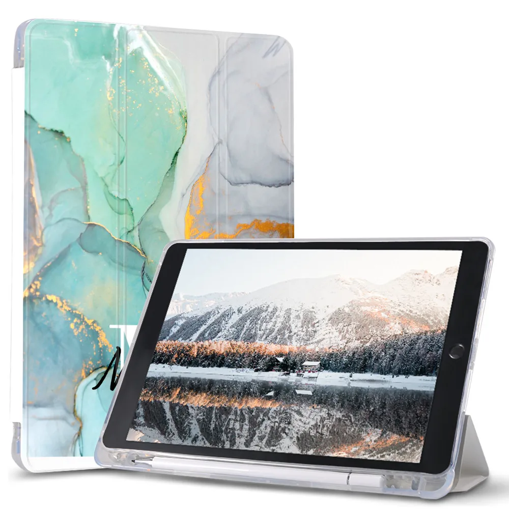 Мраморный чехол с именем на заказ для iPad Air 4, 10,9, 10,5, 10,2 дюйма, 5th, 8th, 9th Generation 12,9, iPad Pro Mini 4, 5, 6, умный чехол-пробуждение