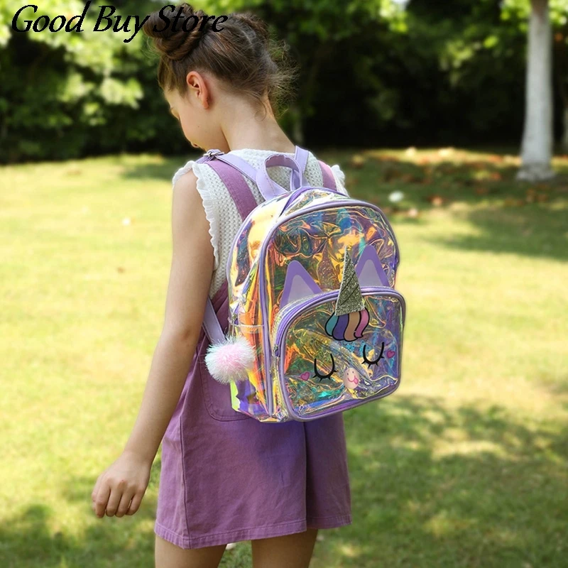 Transparant Jelly Rugzakken Kinderen Eenhoorn Schooltas Glitter Pailletten Rugzakken Purse Kids School Tassen Meisjes Satchel Mochila