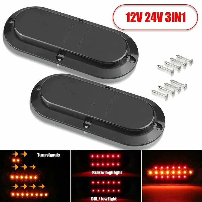 

2Pcs 12/24V LED DRL Tail Light Trailer Truck Caravan Taillight Flowing Turn Signal Light Rear Reverse Brake Stop Indicator Lamp