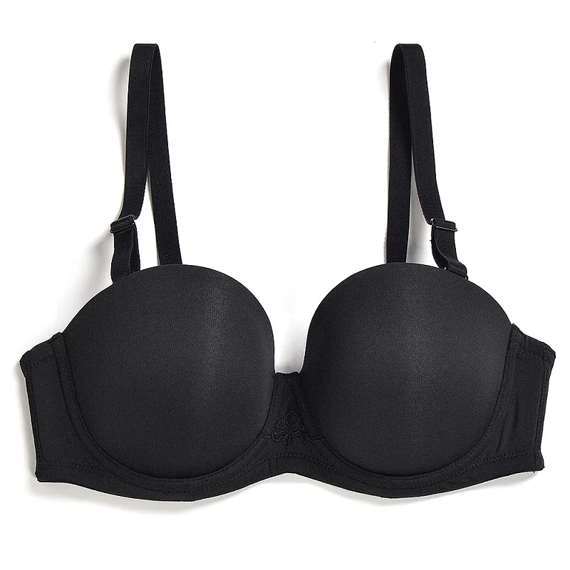New Women Bra Sexy Bralette Cup B C D E F G H 32 34 36 38 40 42 44 Strapless Removable Anti-slip Silicone Straps Push Up Bras