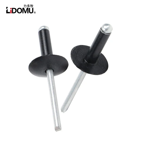 30/50 Uds. Remaches ciegos negros con cabeza de brida grande de acero de aluminio
