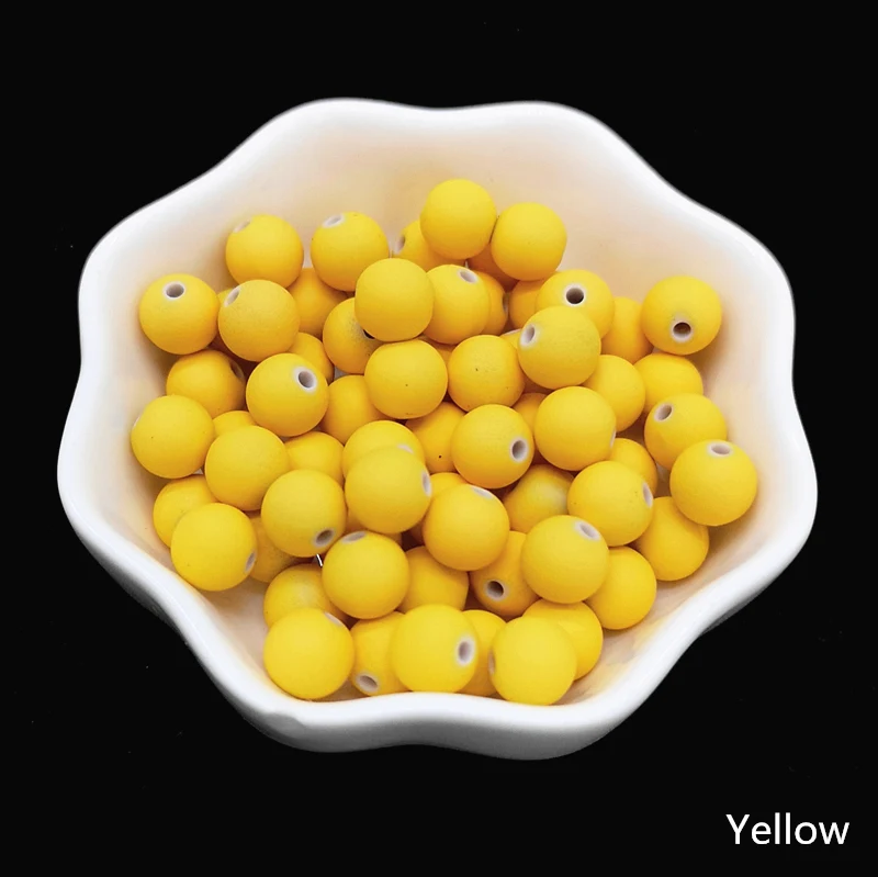 50pcs 8mm Rubber Beads Charm Neon Round Loose Spacer Acrylic for Jewelry Making DIY