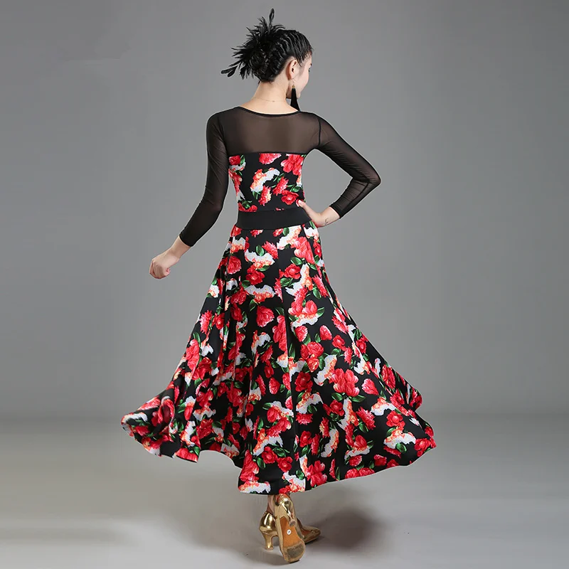 New Sexy Modern Dance Dress National Standard Women Ballroom Dance Dresses Red Waltz Performance Costumes