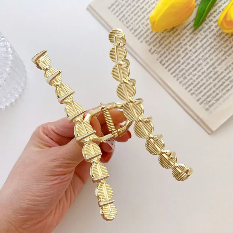 2021 Baru Wanita Elegan Emas Cinta Opal Geometris Logam Cakar Rambut Antik Klip Rambut Ikat Kepala Jepit Rambut Rambut Kepiting Aksesoris Rambut