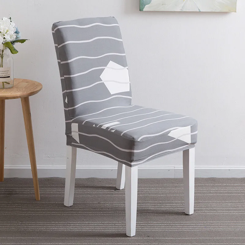 

Modern Simple Line Printing Dining Chair Cover Wedding Party Office Spandex Seat Covers Universal Stretch Elastic Chair Covers
