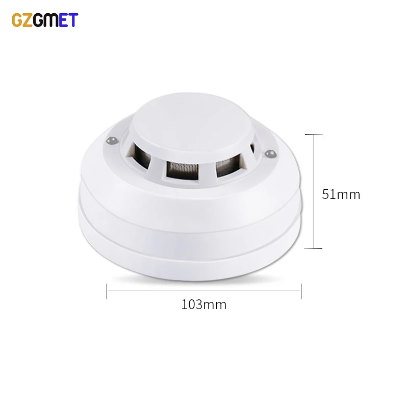 GZGMET Detector de humo de 12V cc, Sensor de alarma fotoeléctrico para el hogar, Detector de seguridad contra incendios para sistema de alarma con cable