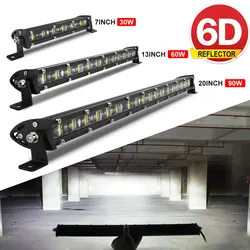 NAOEVO 6D LED Light Bar Off Road 7'' 13'' 20'' DRL Fog Running Led Lights for Auto 4WD Boat ATV Truck Led Work Light 30 60 90 W