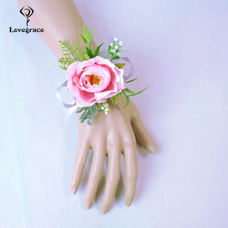 Roze Witte Zijde Bloem Pols Corsage Armband Pols Corsage Bruiloft Armband voor Bruidsmeisjes Bruiloft Getuige Mariage Accessoires