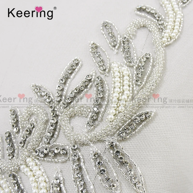 Silver Rhinestone Bodice Applique for Wedding Dress, Front and Back, WDP-269