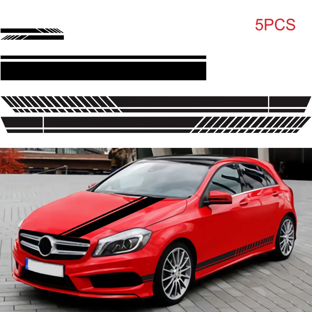 5 шт. автомобильные наклейки, боковые полосы, наклейки на корпус, дверной капот, крышка, зеркало заднего вида, гоночные спортивные аксессуары для Toyota, BMW, Audi, VW, KIA