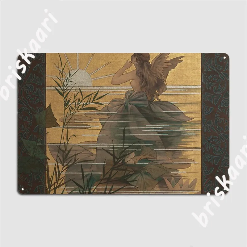 Alexandre De Riquer Composition With Winged Nymph At Sunrise (1887) Metal Signs Club Party Kitchen Retro Plates Tin sign Posters