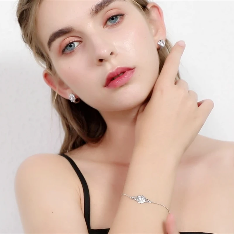 Black Awn Silver Color Round Black Trendy Spinel Engagement Flower Hoop Earrings for Women Jewelry Bijoux I152