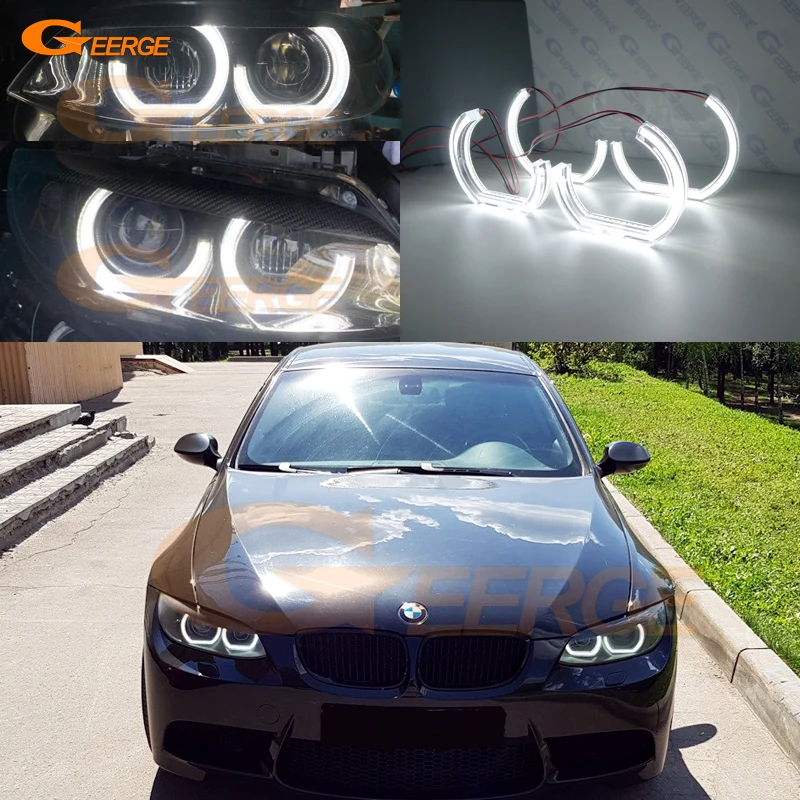 

For BMW 3 Series E90 E91 E92 E93 Xenon Headlight Excellent DRL Crystal Ultra Bright DTM M4 Style Led Angel Eyes Kit Halo Rings