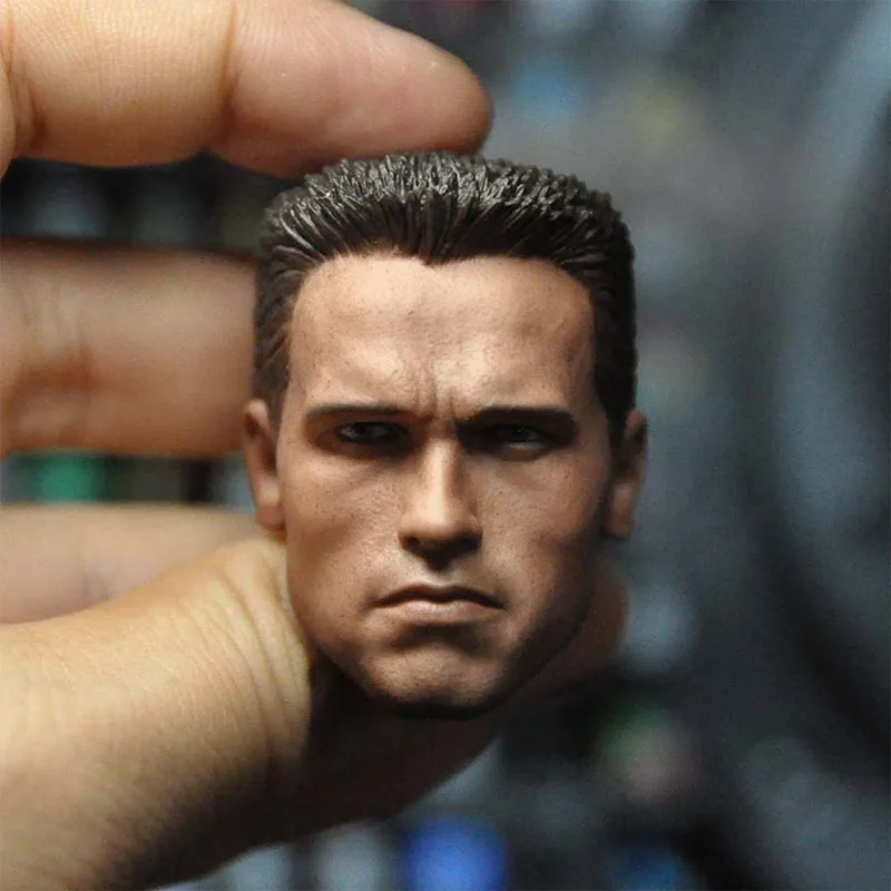 1/6 Arnold T800 Schwarzenegger Head Sculpt Camo Painted Head Carving Model Fit 12 inch Male Soldier Action Figure Body