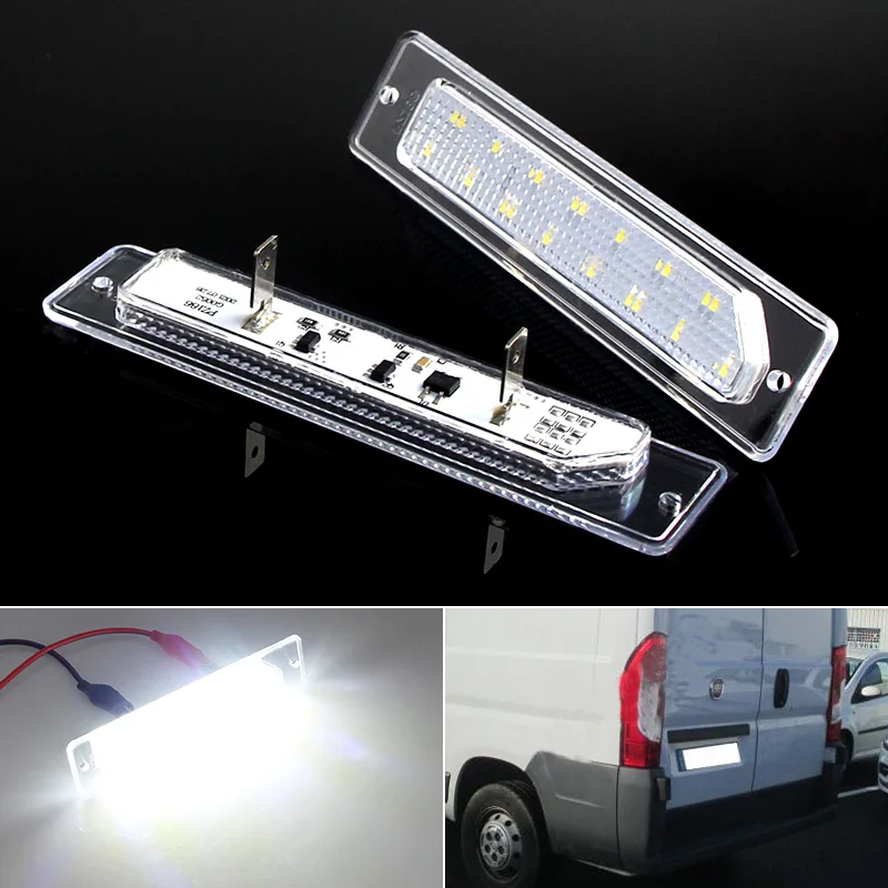 2Pcs Canbus LED Number License Plate Lights Lamps For Peugeot Boxer Manager Citroen Jumper Realay Fiat Ducato Bus Box 1994-2002