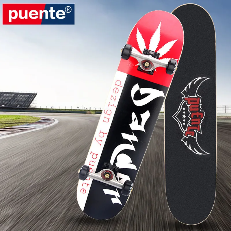 

PUENTE-Advanced Professional Maple Skateboard, Thermal Transfer Printing Pattern, Long Board