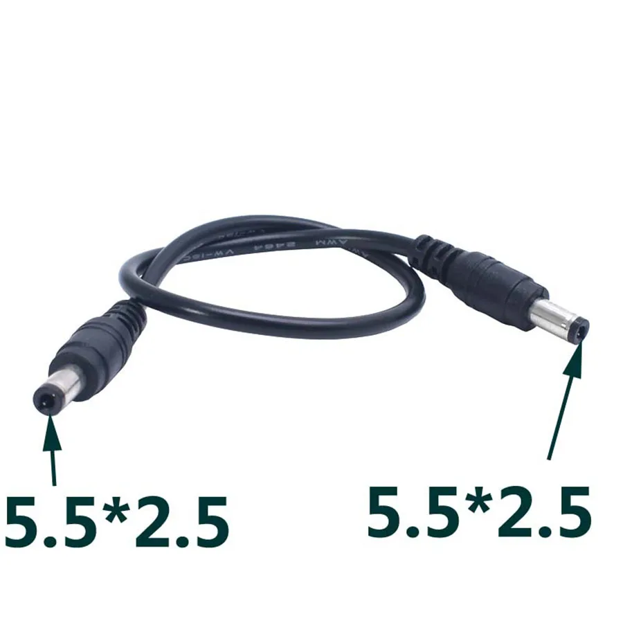 DC Power Plug 5.5 x 2.5mm Male To 5.5 x 2.5mm Male CCTV Adapter Connector Cable Power Extension Cords 5.5*2.1mm male to male