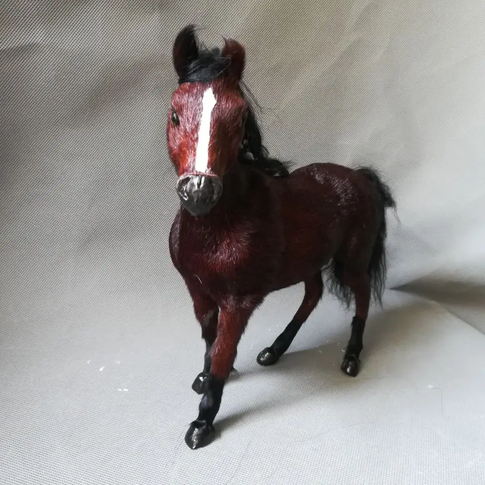 real life toy about 26x22cm brown horse toy polyethylene&furs horse model home Furnishing decoration,Christmas gift h0558